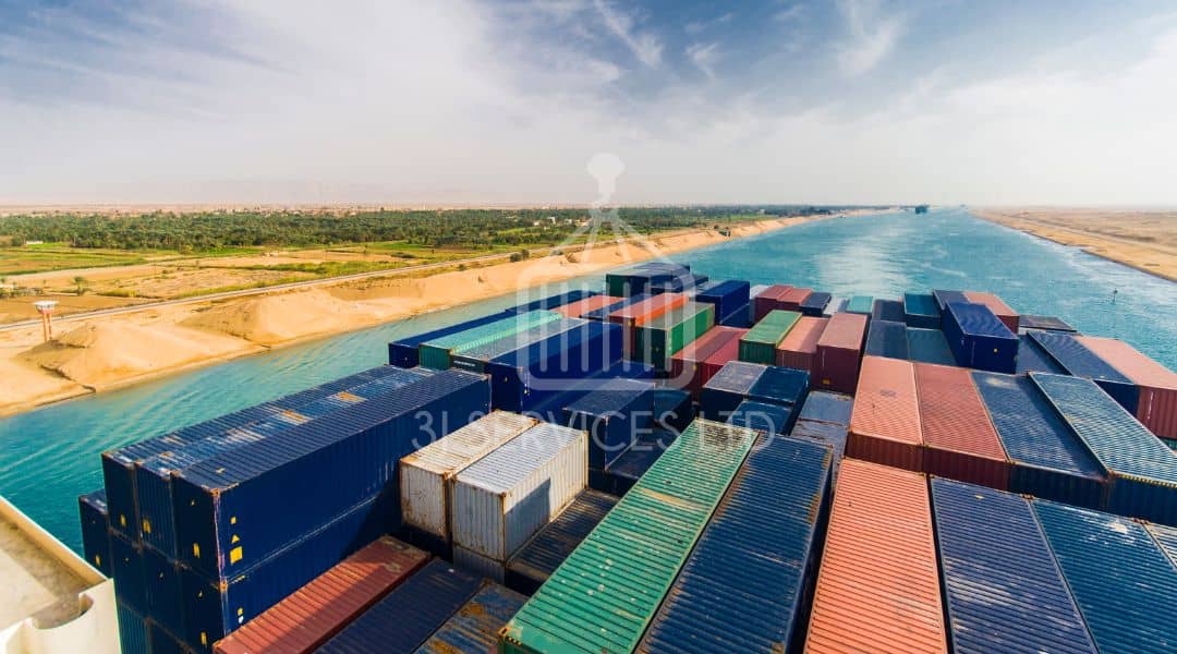 Shipping Containers in Suez Canal