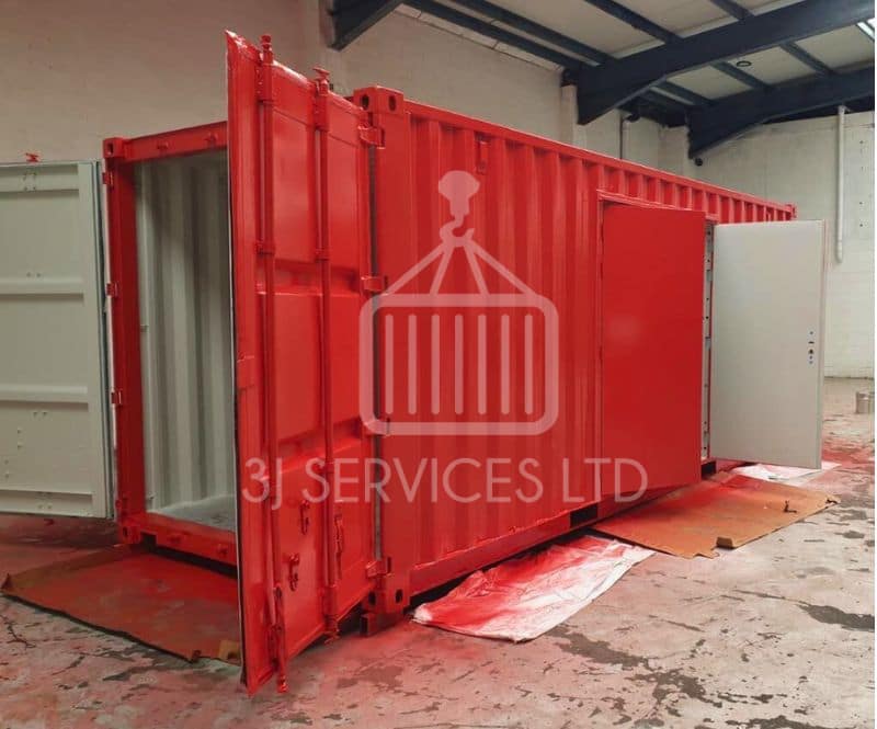 20ft used red repainted container with doors in the side