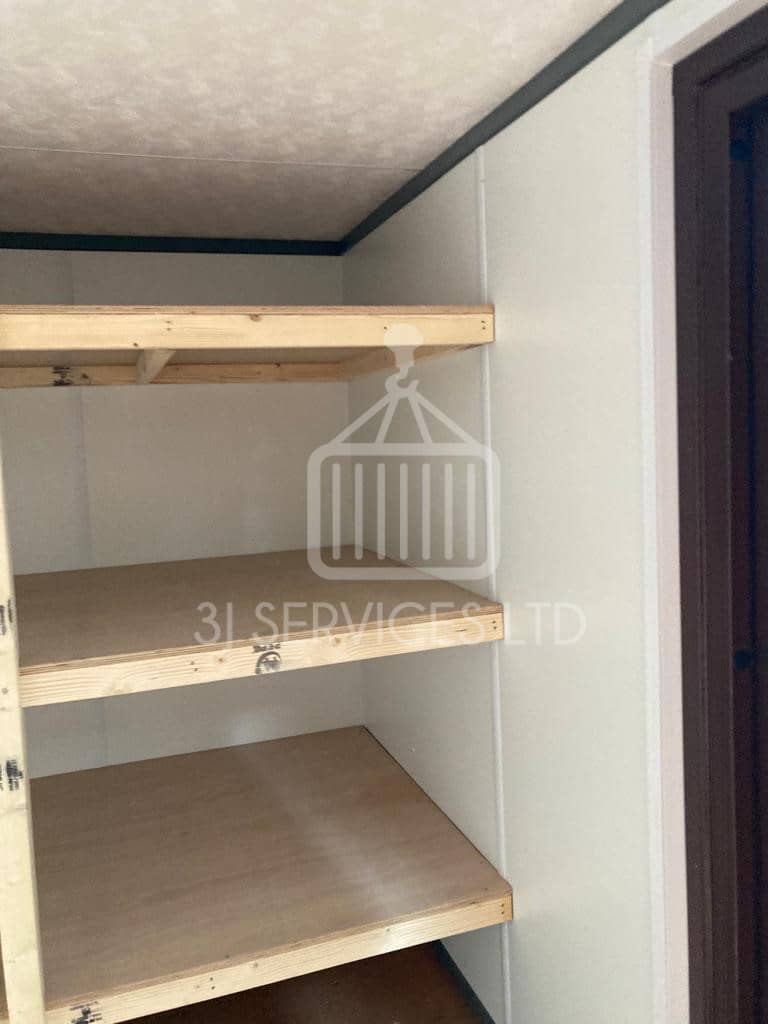 Cladded shelving container
