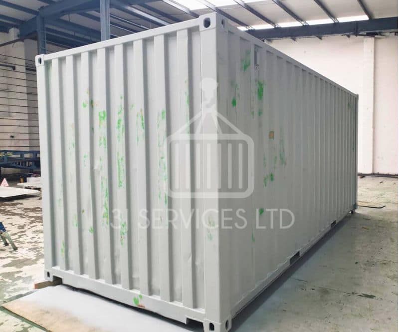 20ft used grey primed container ready to be repainted