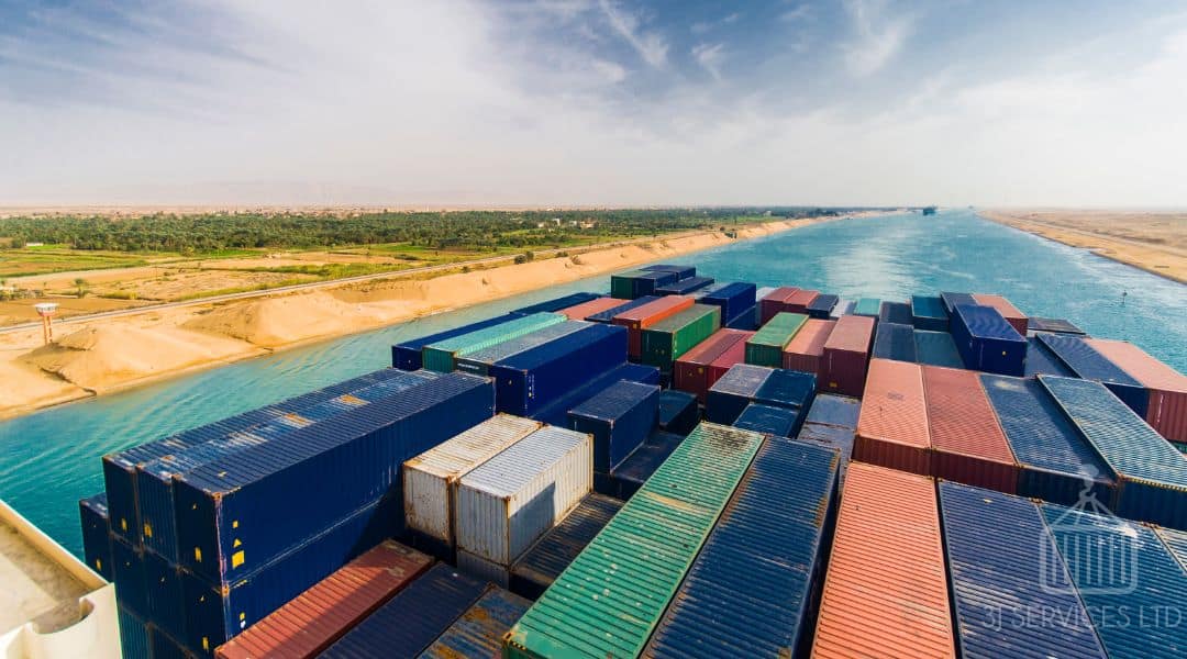 Shipping Containers in Suez Canal