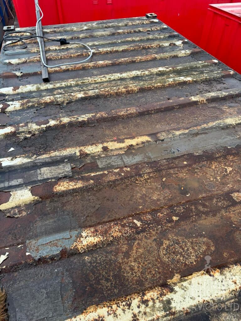 Container Office Cabin Roof Replacement - before