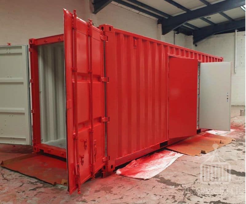 20ft used red repainted container with doors in the side