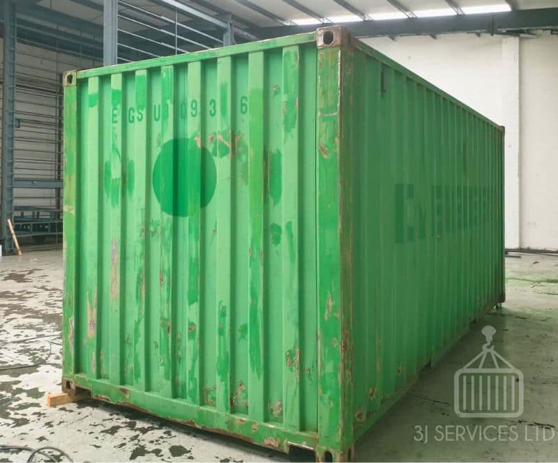 20ft used green container ready to be painted